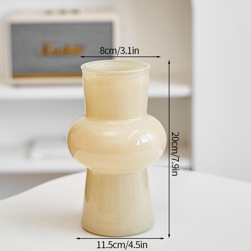 Creamy Color Glass Vase Hydroponic Flower Vase Transparent Plant Pots Dinning Living Room Decorative Vases Home Office Decor