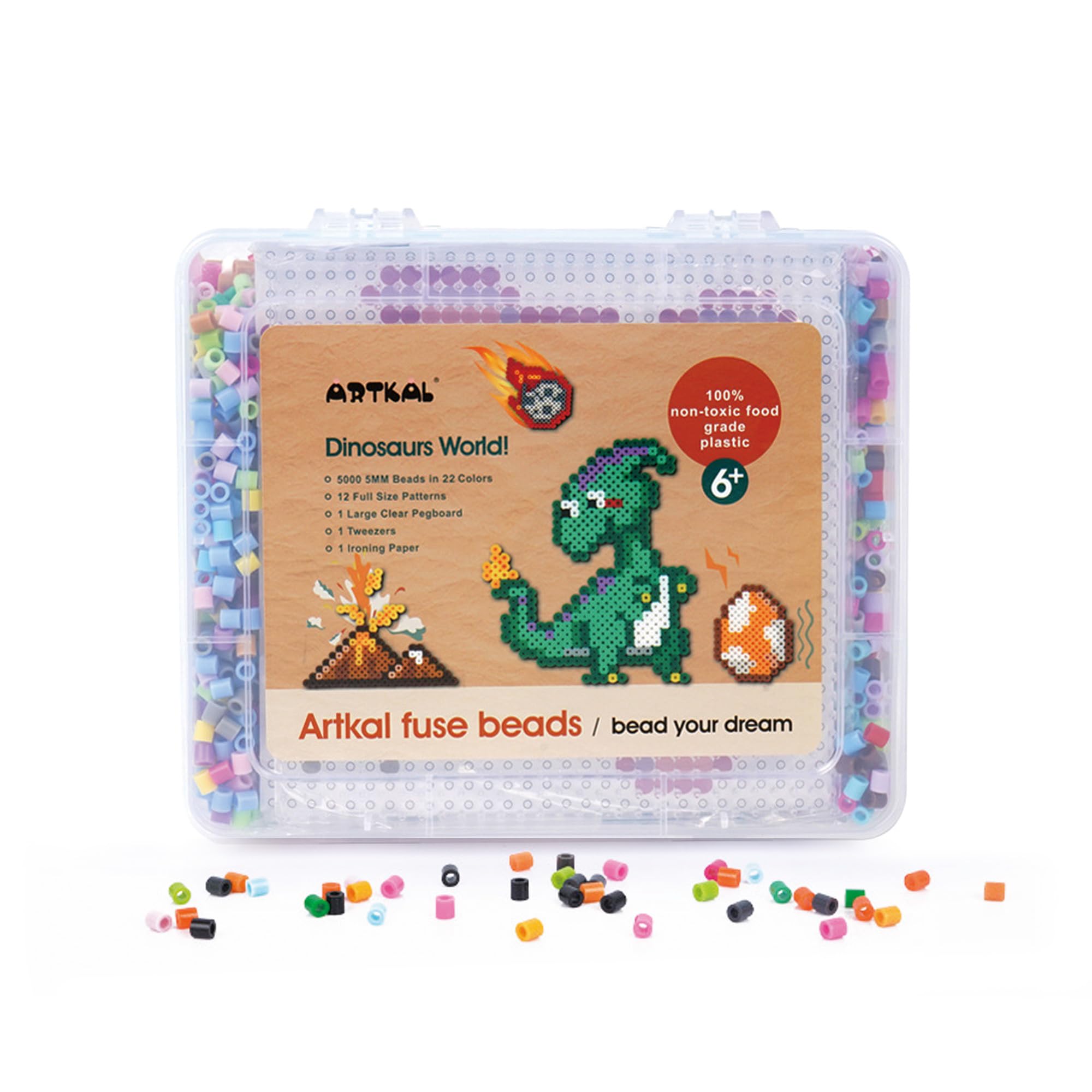 

DINETTE Набор бусин для термомозаики Perler Beads Тарелка Бумага Шаблон Набор 5000 штук Включена японская инструкция (Динозавры)