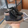 Multi Color Versatile Girls Boots with Flat Heel Low Cut Bow Anti Slip and Waterproof Winter Microfiber Leather Fashion Boots