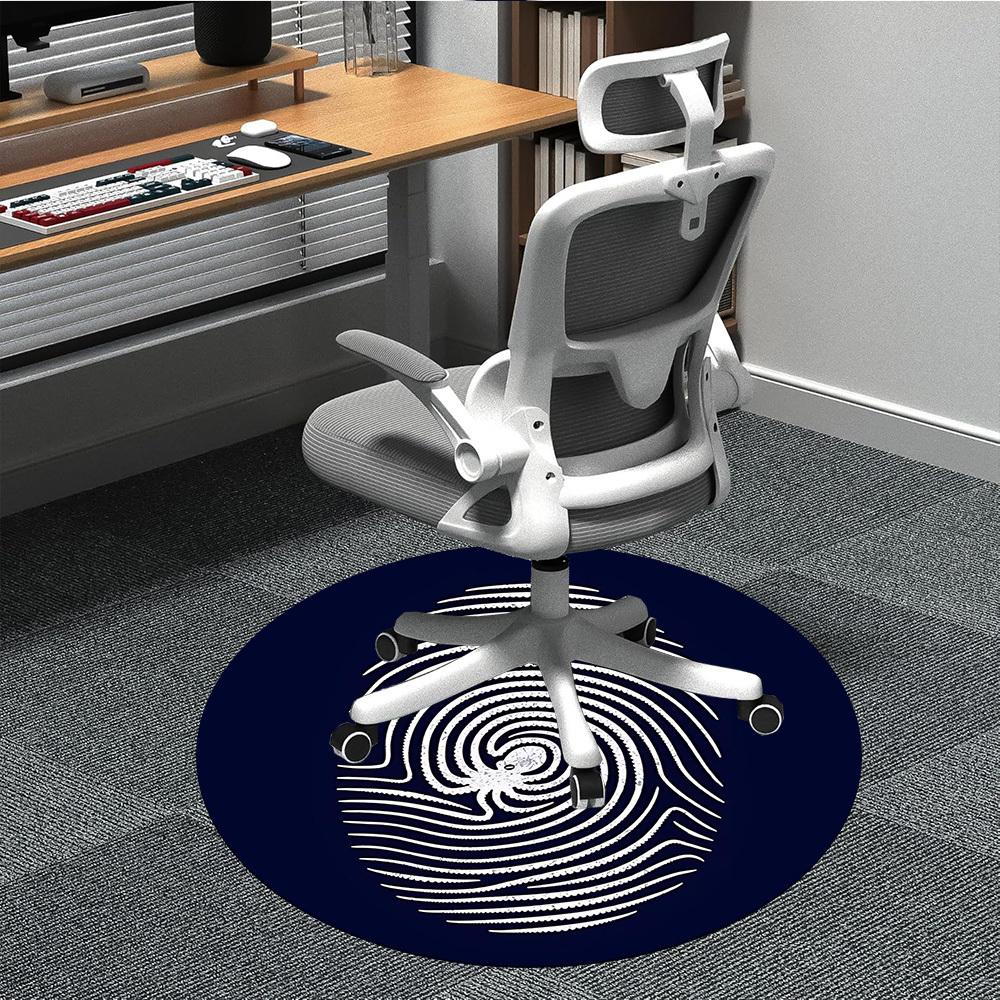 1PCFingerprint Spider Office Round Area Rug,  Mat Suitable For Office, Under Office Chairs Bedroom Living Room Home Decor, Room Deco