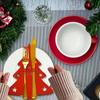 12pcs Christmas Cutlery Holder Bags Christmas Tree Shape Knife Forks Holders Xmax Party Tableware Bags Christmas Decoration 2024