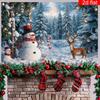2D Christmas Winter Forest Backdrop Snowman Reindeer Party Photography Background