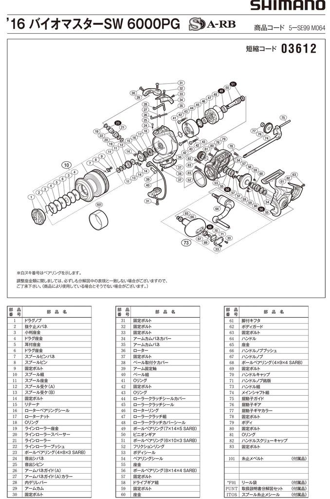 Genuine Parts 16 Biomaster SW 6000PG Spool Set Part No. 13CEV