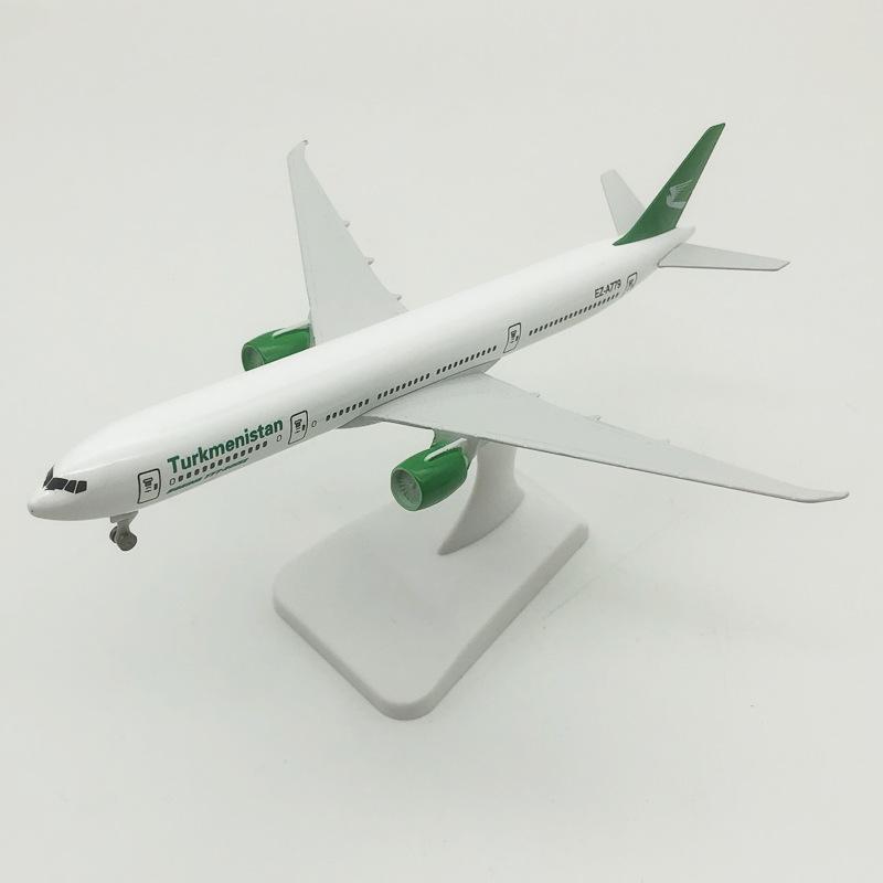 1/300 Scale 20cm Turkmenistan B777 Toy Aircraft Model Die-cast Metal Model Aircraft Static Display Collection or Boys Toy Gift