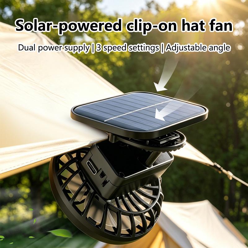 Lenovo Clip On Fan Solar Powered USB Rechargeable High Powered Cooling Handheld Outdoor Fan
