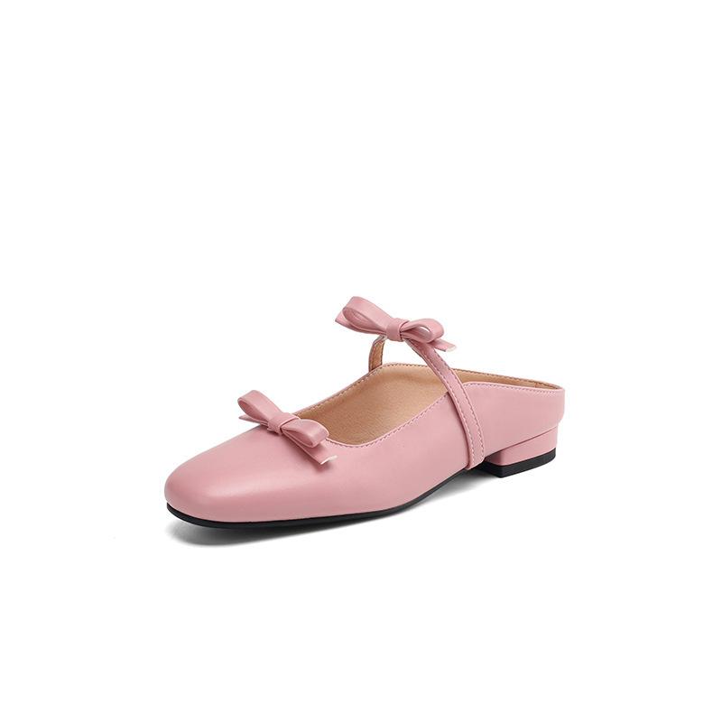 New women's bag head slippers casual flat slippers low heel solid color large size women's shoes summer foot slippers