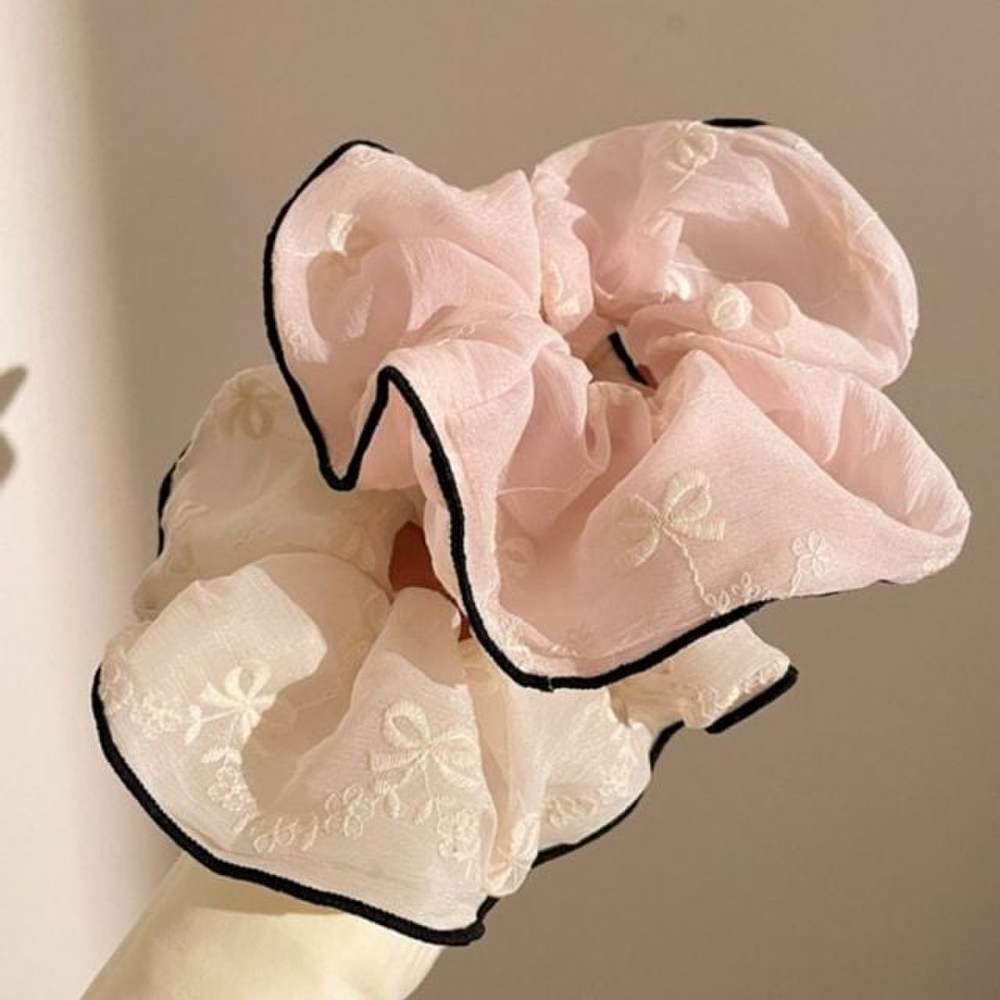 

Ленточный день Оверсайз Вышитый Базовый Скранчи для волос Обувь для волос light pink