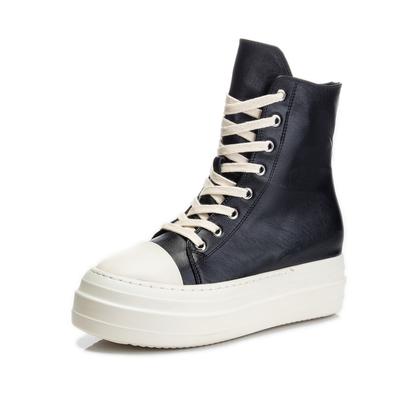 Fashion Women Sneakers Zipper Women Solid Leather Sneakers Casual Shoes Woman Spring Ladies Shoe Plus Size 43