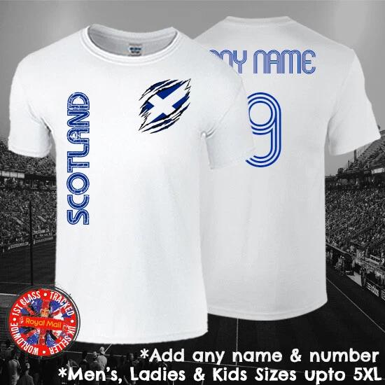 Scotland Football Fan T-shirt Personalised Mens Ladies Kids Euros World Cup S