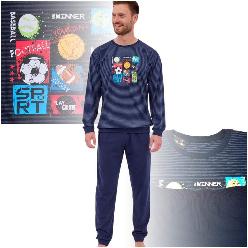Cornette Men's WINNER Pajamas 308/258 Cotton Navy Stripes