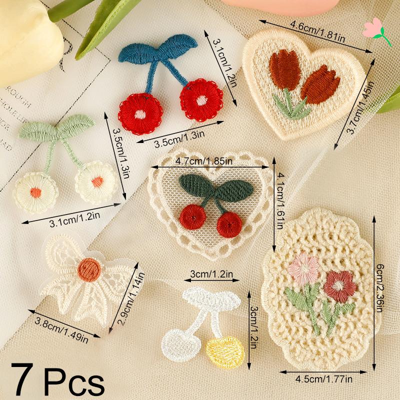 1/10PCS Embroidery Craft Materials Cherry Pattern Rustic Style Patch Elegant Sewing Accessories Multi-Function Multi-color
