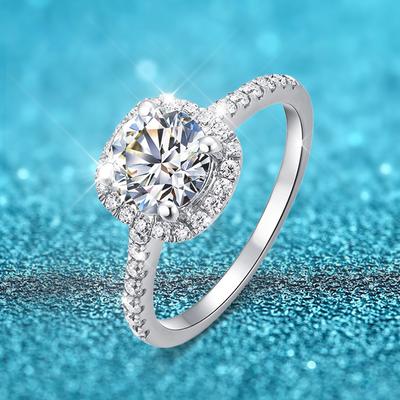 Bagues Moissanite 1CT 2CT 3CT, bagues de fiançailles Halo en diamant brillant pour femmes et filles, cadeau de promesse, bijoux en argent Sterling 100%