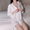 Boyfriend Style Shirt Sexy Large Size Sexy Pajamas Pure Lust Thin Nightgown Loungewear Suit Long Women