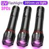 395nm T6 LED UV Flashlight Rechargeable Zoom Torch Light for Ink Dryer Money Fluorescer Detector UV Oil Curing Purple Light