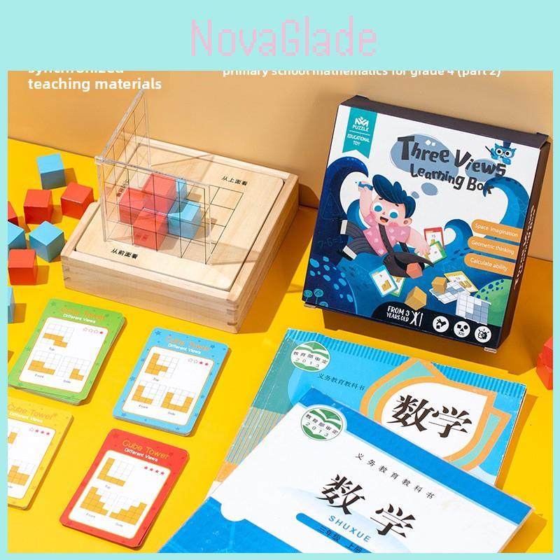 Wooden Space Cube Educational Toy For Elementary Students With Grid Observation For Math Learning
