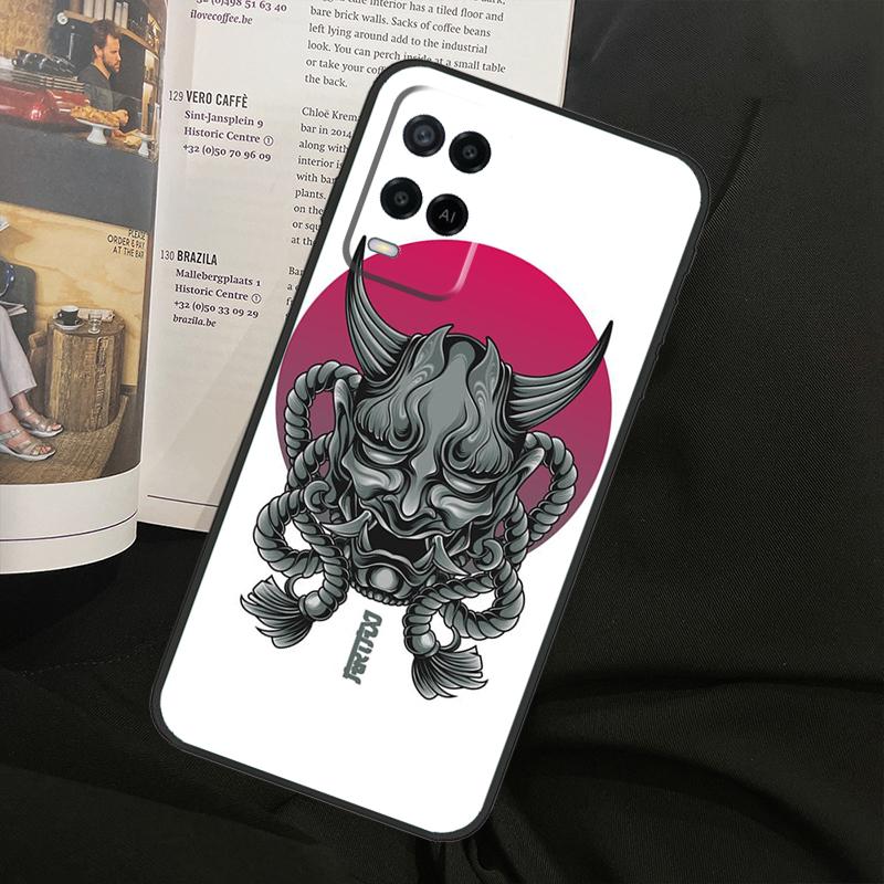Samurai Oni Mask For Oppo A38 A18 A58 A78 A98 A79 A40 A60 A80 A16 A76 A96 A15 A74 A94 A54 A77 A17 Phone Case