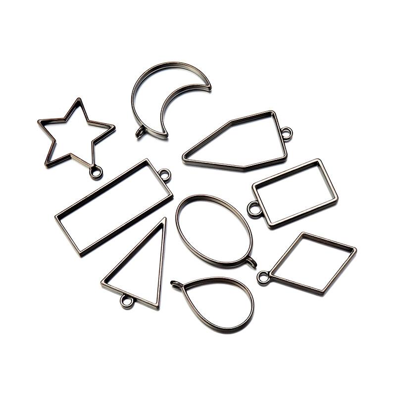 10pcs/set Geometric Figure Charm Hollow Glue Blank Pendant Tray Bezel Charms DIY Handmade Bezel Mold For Jewelry Making Wholesal