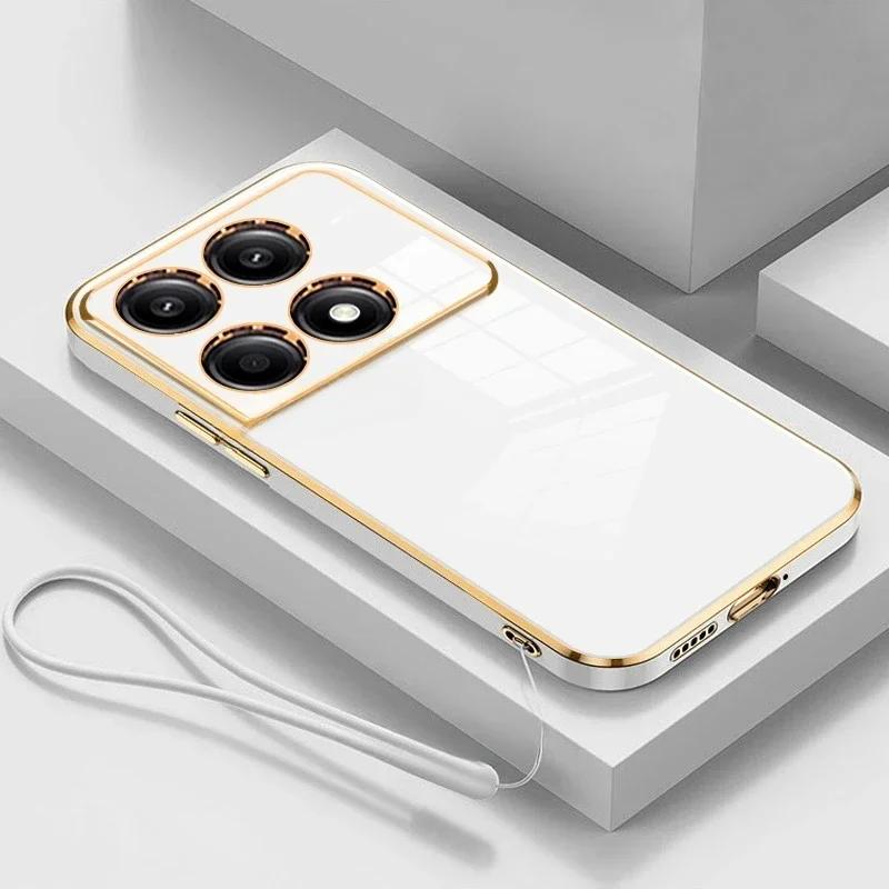 

Роскошный модный чехол с покрытием для Xiaomi 15 Ultra 14 Pro 13 12 T Poco X7 Pro X6 X5 F6 C65 C75, мягкий силиконовый чехол с ручным шнурком For POCO C55&Case & Strap белый