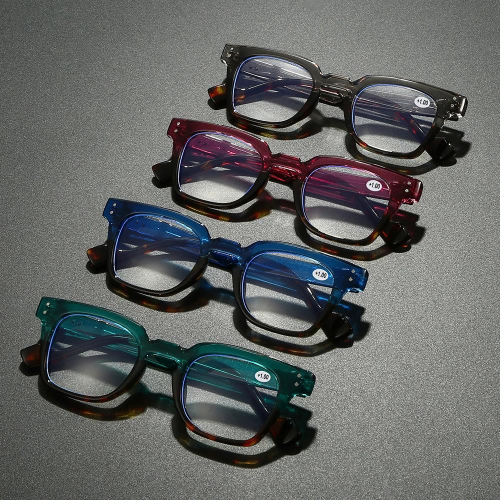 Stylish Square Frame Reading Glasses Luxury Design Anti Blue Light Eyewear Trend Men Women Presbyopia Eyeglasses Unisex To+4.0