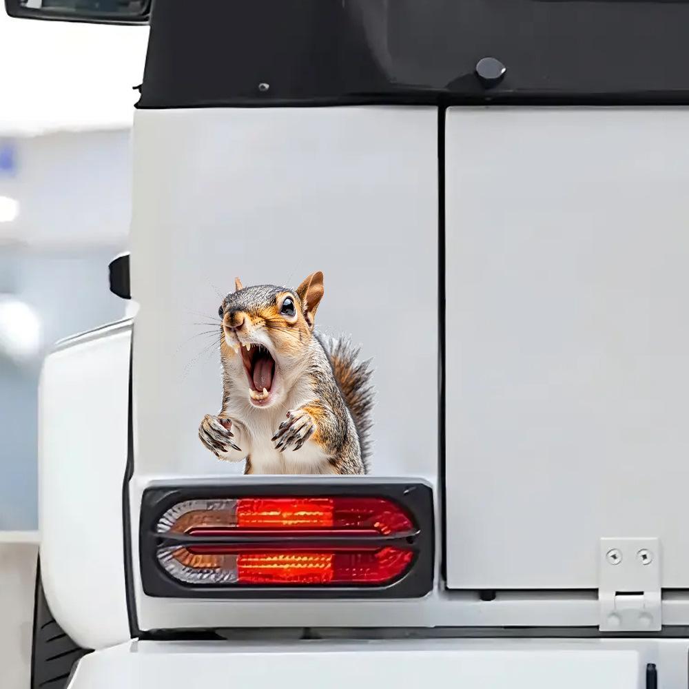 Quirky Roaring Squirrel Glass Car Landscaping Decoration Stickers