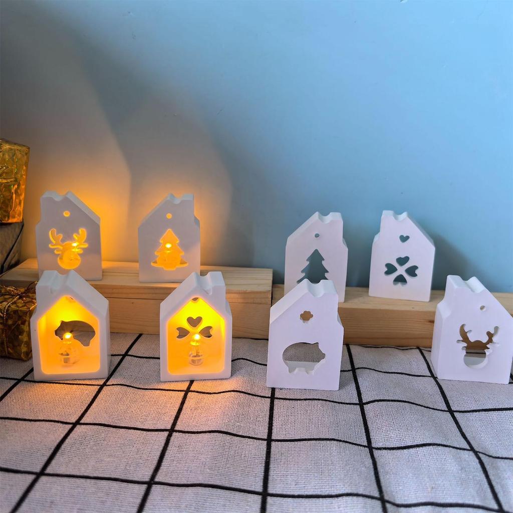 Mini House Casting Silicone Molds 4-Cavity Christmas Casting Moulds Epoxy Resin Mould Epoxy Resin Mould Plaster Art Craft