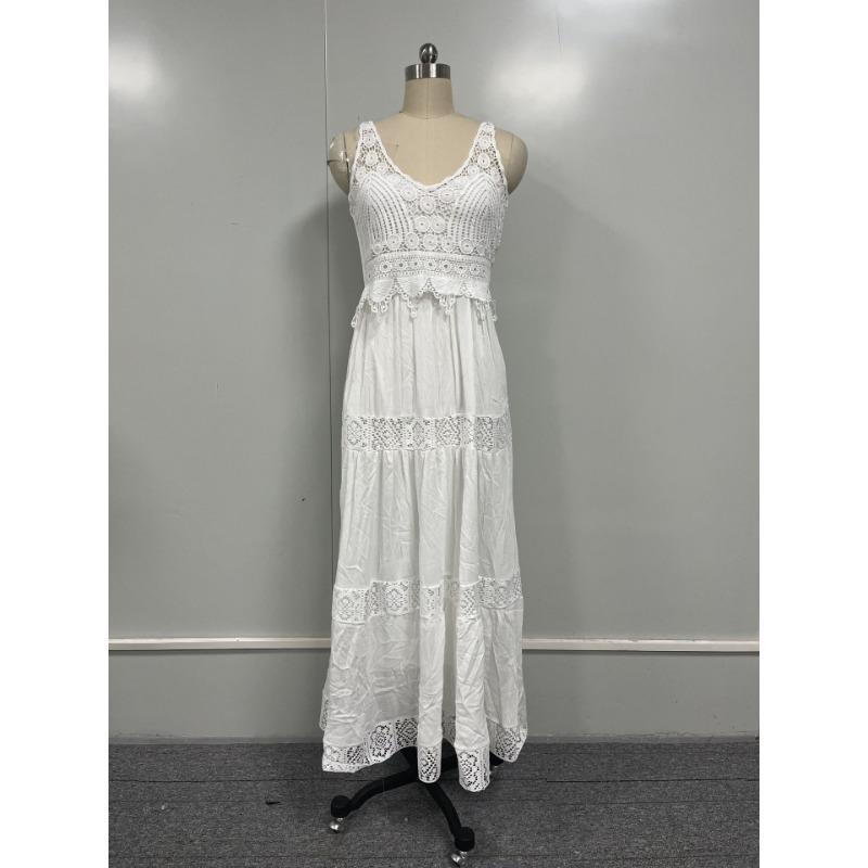 Rochie de damă de primăvară și vară din dantelă cu talie înaltă, curbat, temperament deschis, pentru navetă