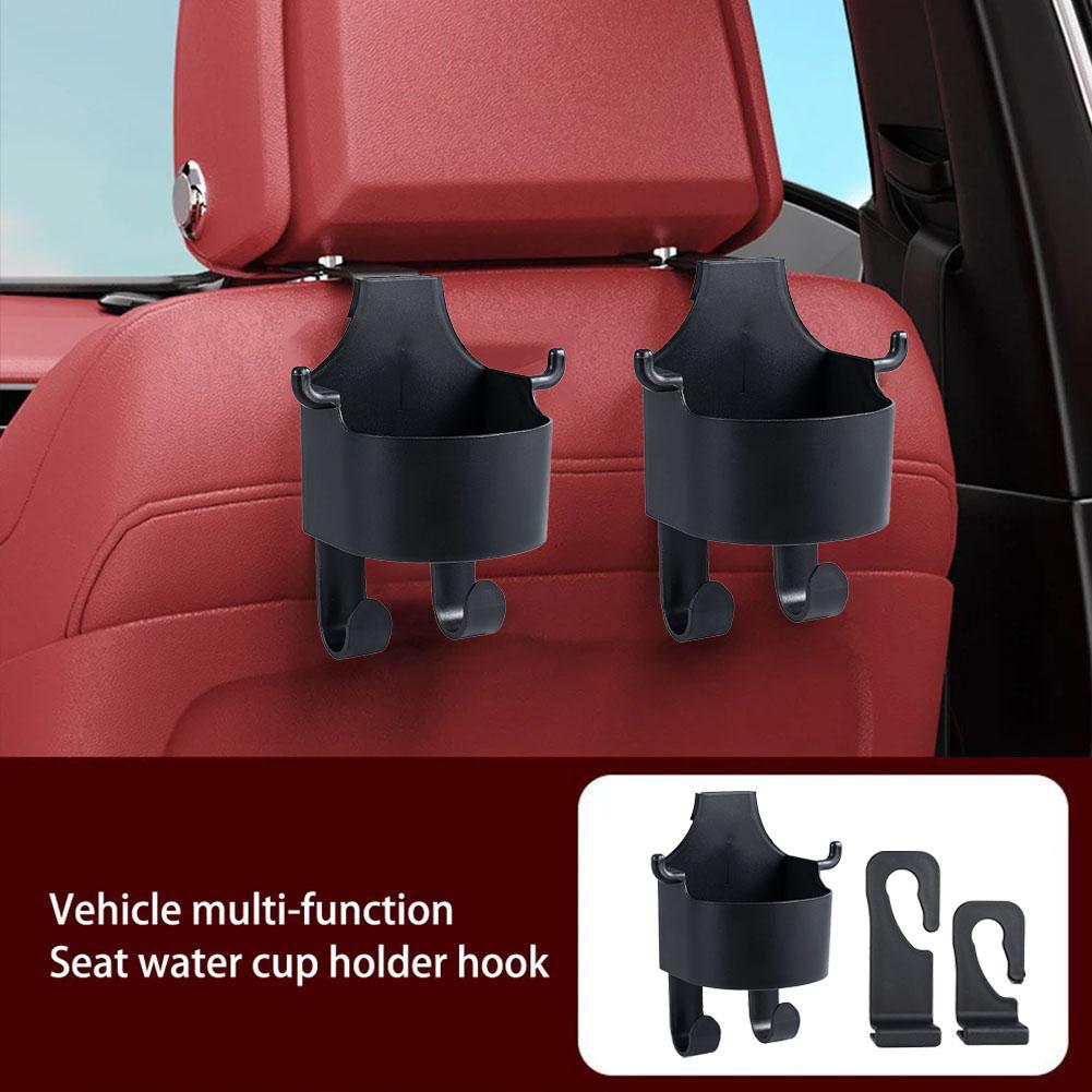 Backseat Car Organizer with Cup Holder, Multifunctional Back Seat Car Organizer with Two Seat Hooks, Hold Snacks Drinks & Phones