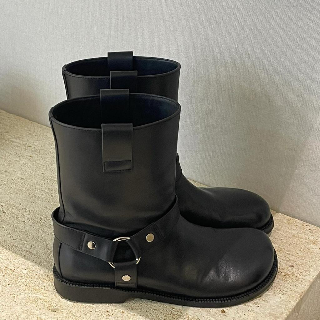 Korean Version Of Thin Leather Black Retro Western Cowboy Boots Women'S Platform Short Martin Boots Women'S Boots