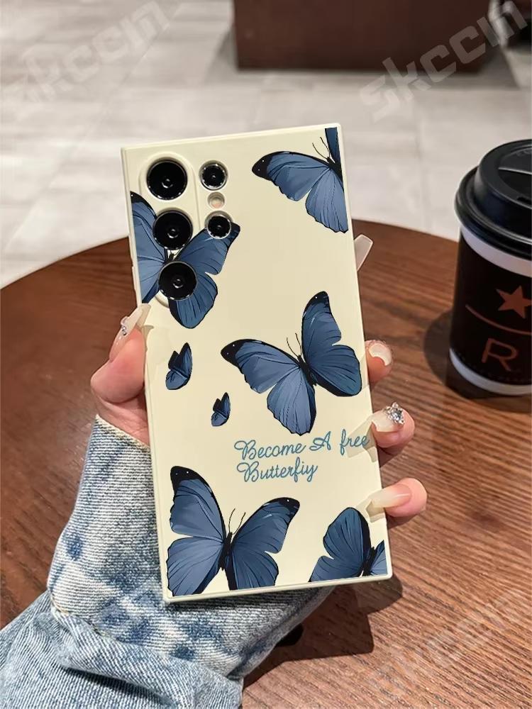 Retro Butterfly Silicone Phone Case For Samsung Galaxy S24 Ultra S23 Plus S22 S20 FE A73 A72 A71 A55 A54 A51 A50 A35 A15 Cover