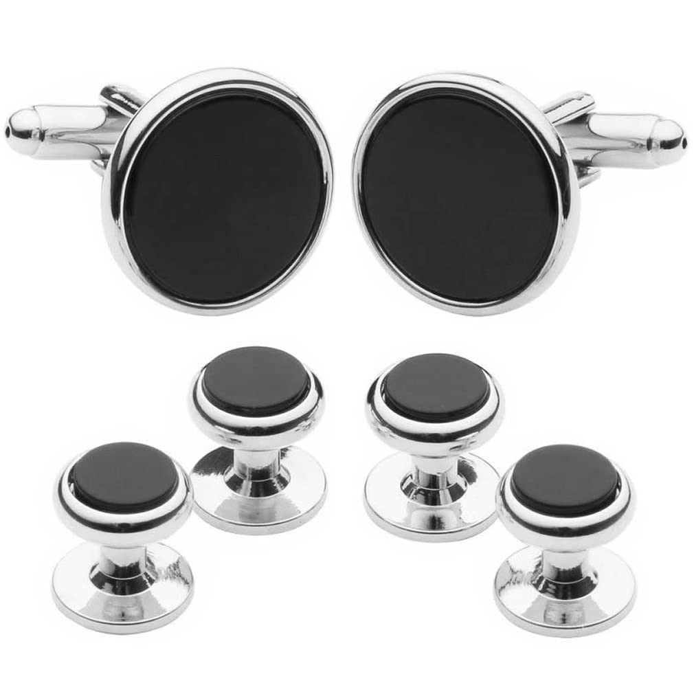 

Запонки из серебряного оникса с пуговицами n02798