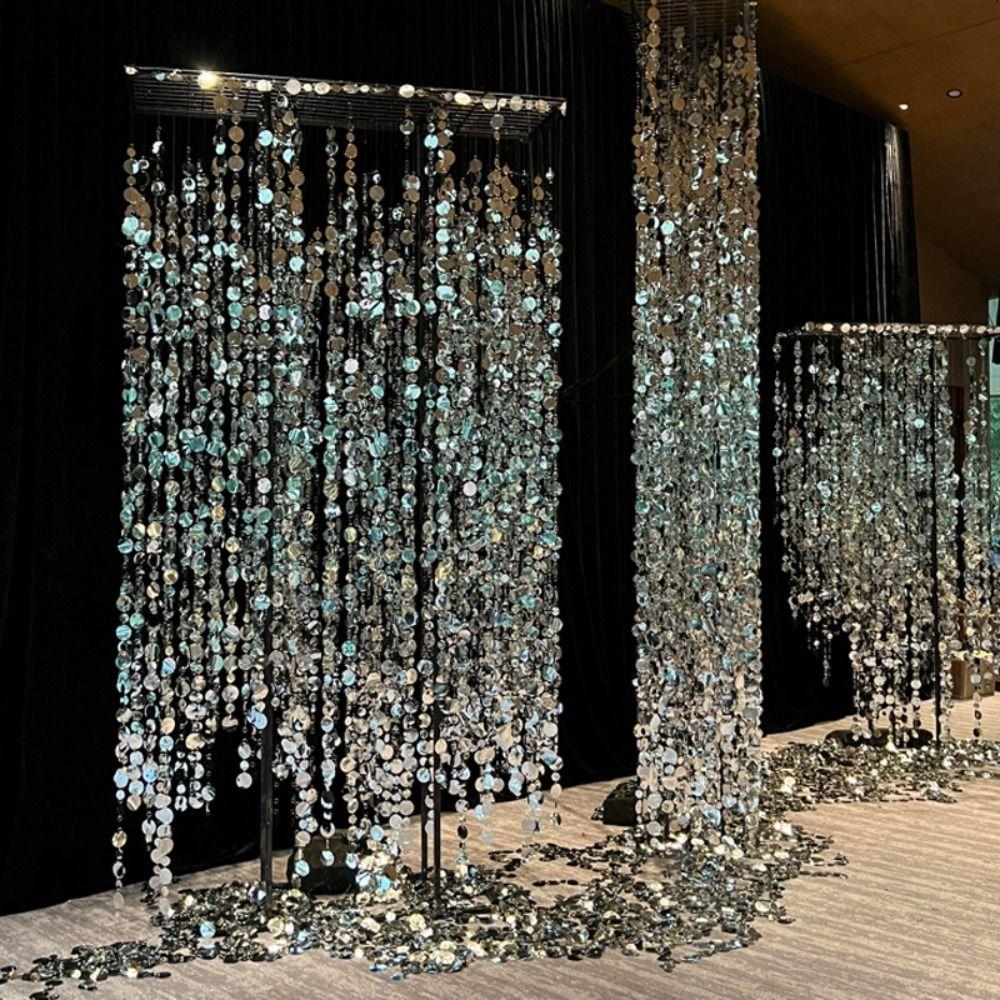 10PCS PVC Sequins Hanging Foil Curtains 1 Meter Round Sequin Rain Curtain Baby Shower Party