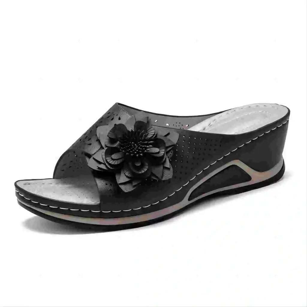 Fashion Sandals Women Summer New 2025 Women's Wedge Slippers with Braided Flowers Outdoor Sports Beach Casual Peep Toe Comfortable Shoes