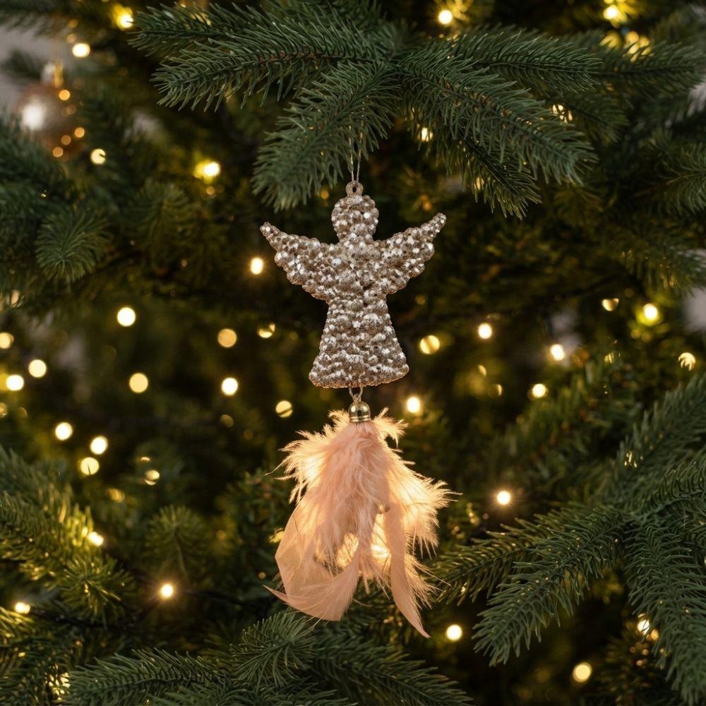 Delicate Christmas Tree Feather Pendant Plastic Christmas Hanging Decoration Window Decor