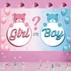 New model gender reveal banner for newborns, balloon decoration scene for celebrating the birth of the baby, flag hanging display
