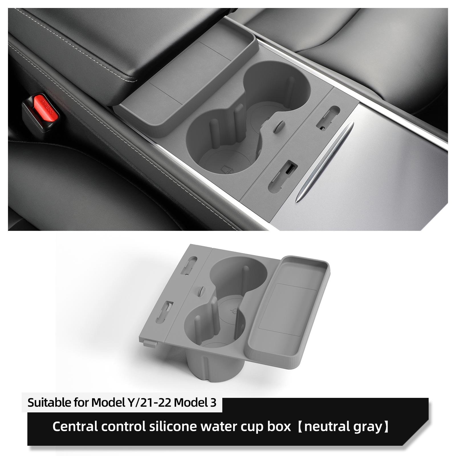 

для Tesla Model Y/3 Центральный пульт управления Ящик для хранения Подстаканник Напитки Ключ-карта Органайзер Чехол Автомобильные аксессуары серый