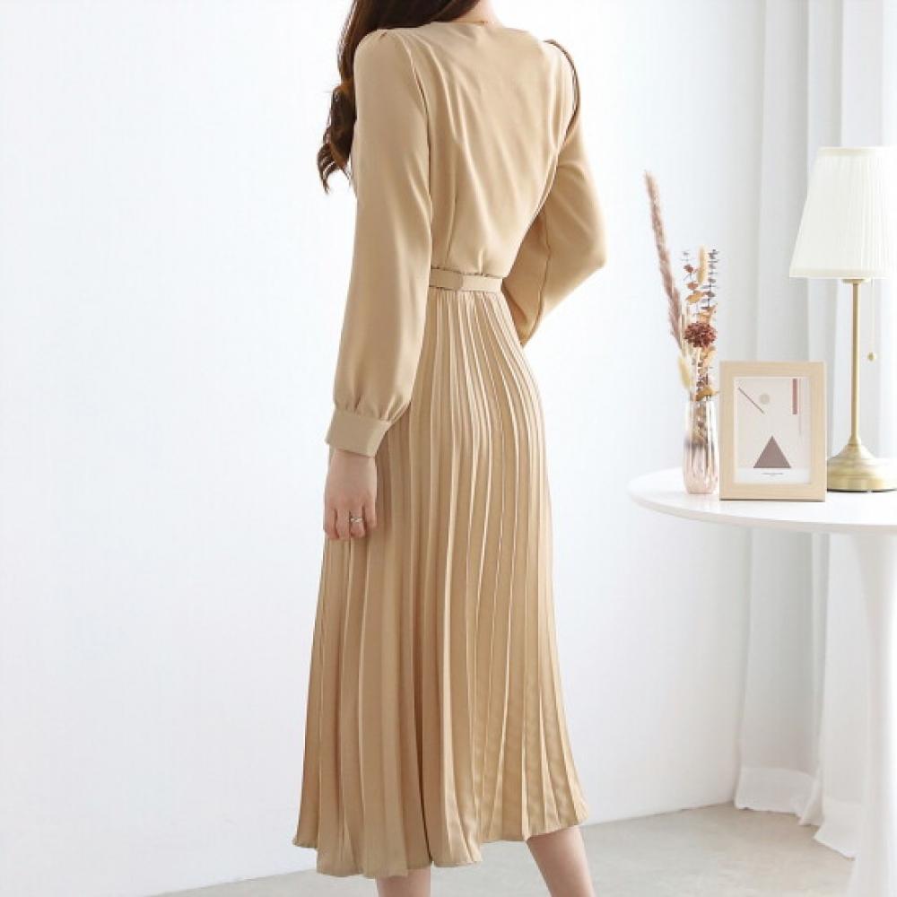 Morris Coming Home Women Draped Belted V Neck Long sleeVe Dress M2602op612a