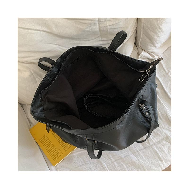 Damska Retro Torba Tote z Miękkiej Skóry - Duża Pojemność, Prosta i Wszechstronna Torba na Ramię