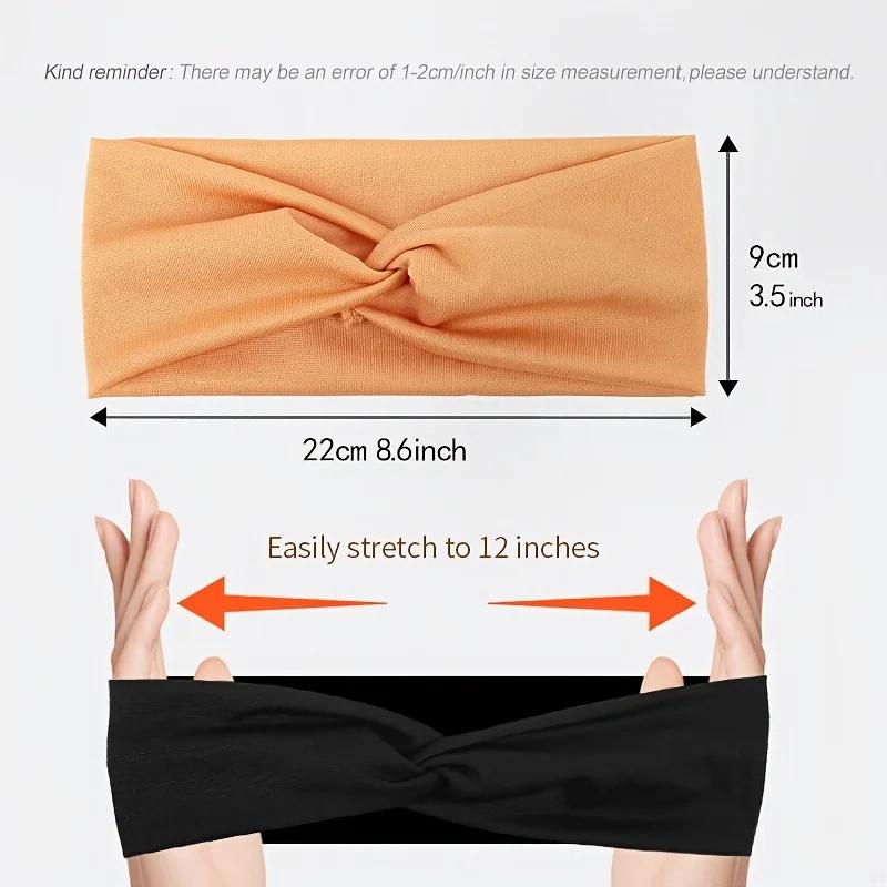Simple Solid Color Cross Knotted Elastic Wide Headband Women Unisex Sports Yoga Hair Bands Headscarf Headwear