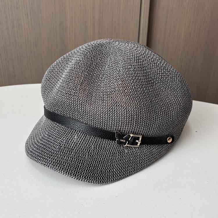 

Новая кепка для мужчин и женщин, летняя дорожная козырек, универсальная солнцезащитная соломенная шляпа, модная восьмиугольная шляпа M（56-58cm） серый