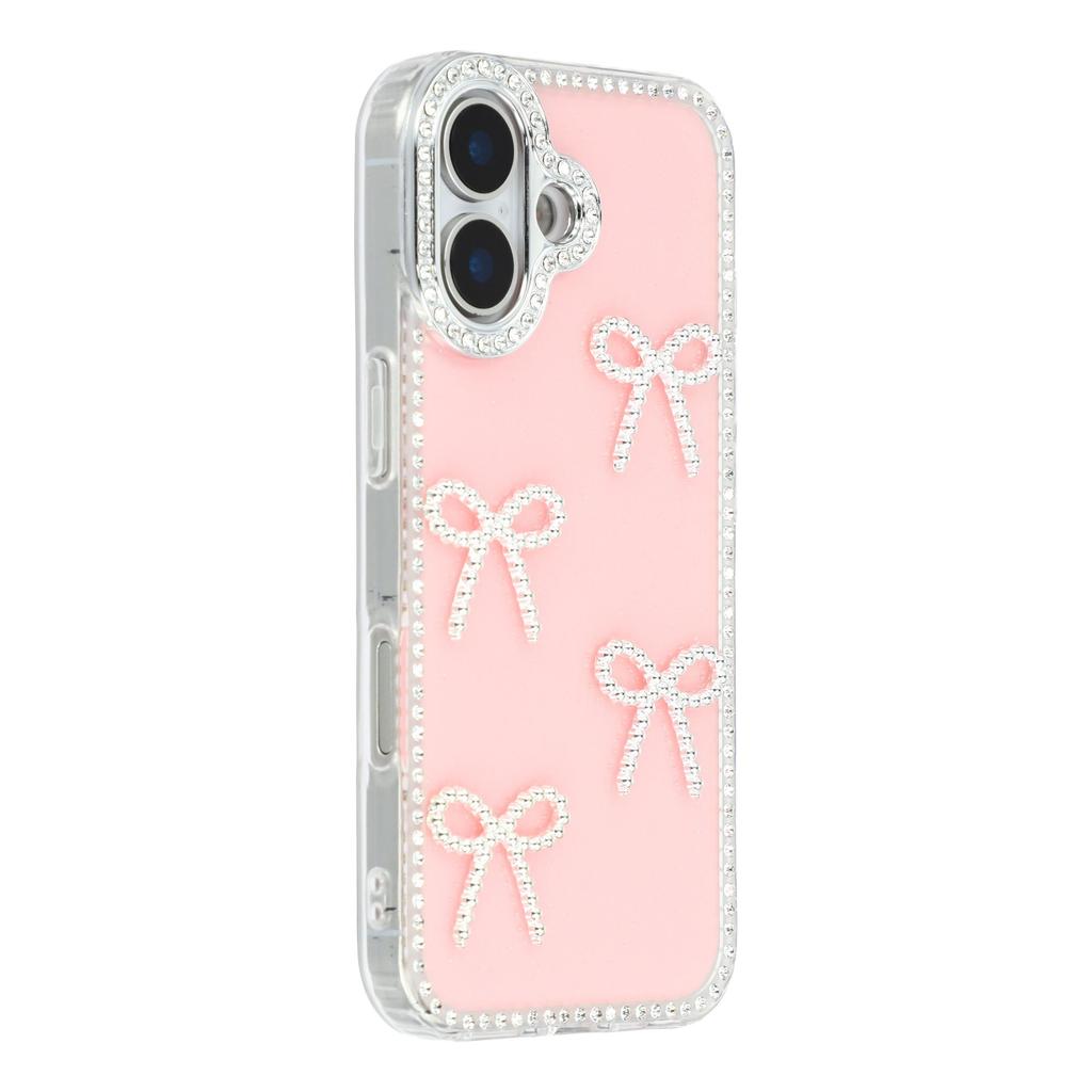 For iPhone 17 Case Rhinestone Edge Butterfly Bow Decor TPU+PC IMD Phone Cover