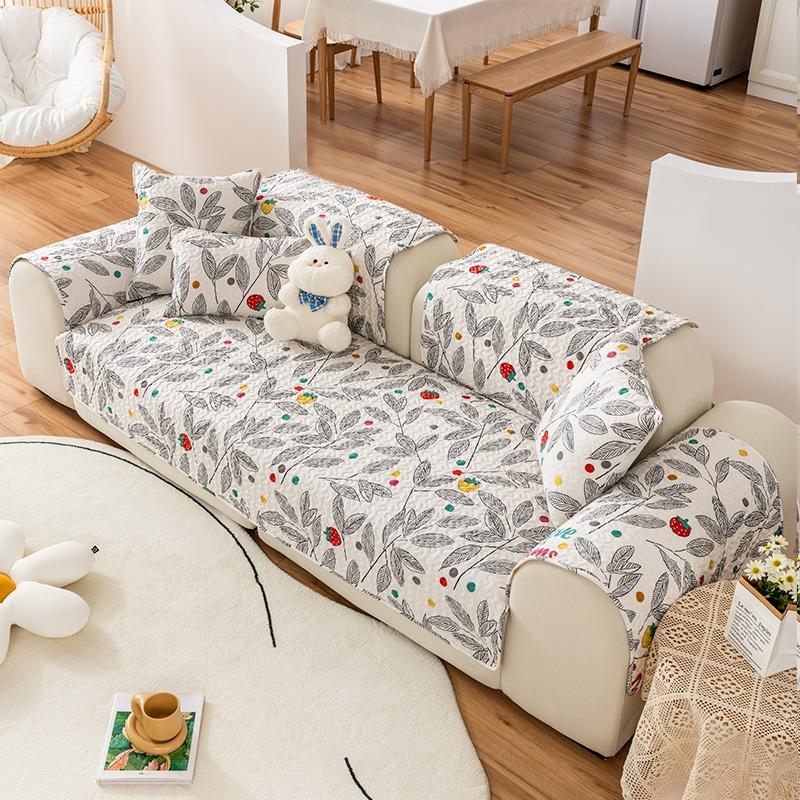 Pure Cotton Ins Style Fabric Non-Slip Sofa Cushion Four Seasons Universal Simple Sofa Cover Cover Backrest Cushion Cover Cloth