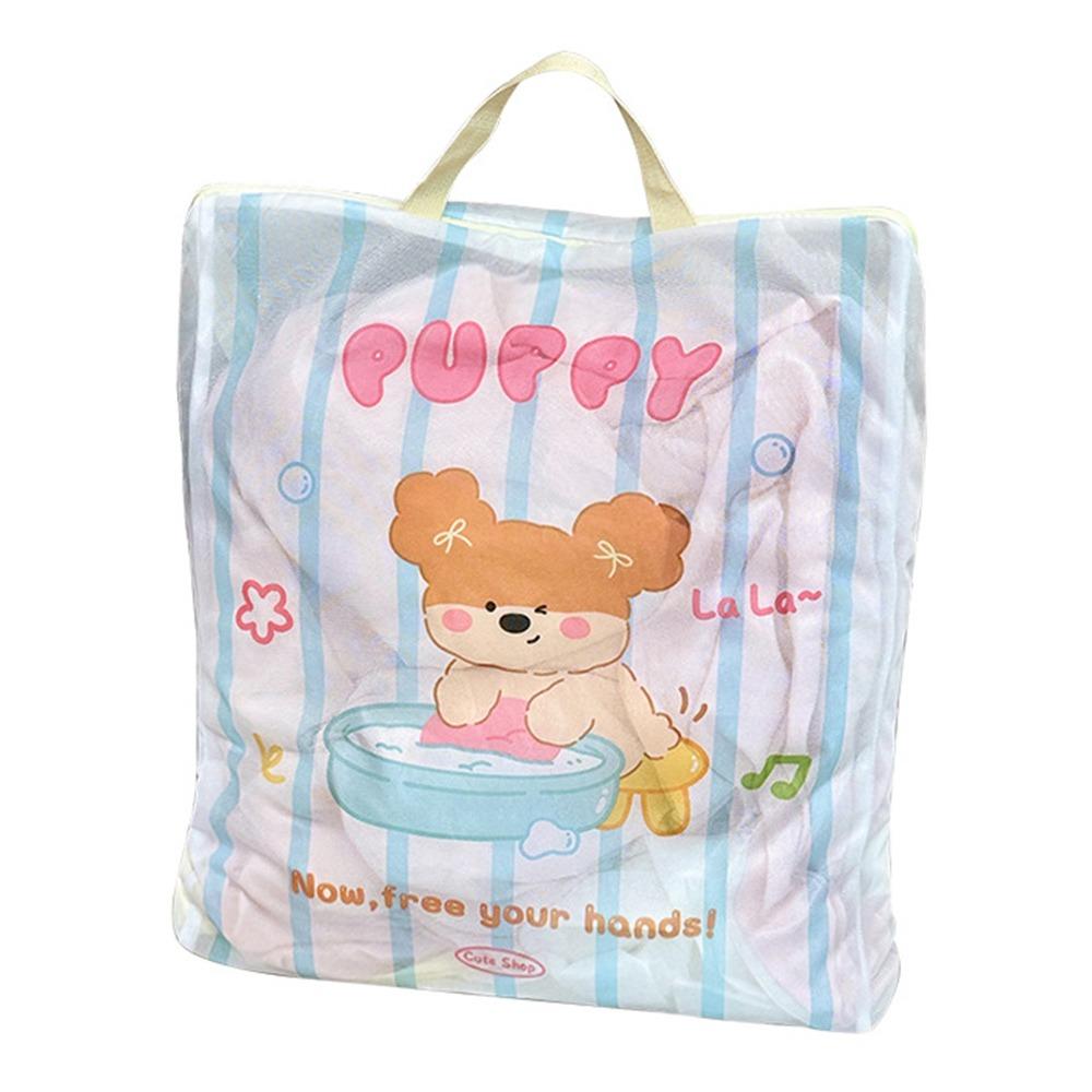 Cute Cartoon Cat Puppy Zippered Mesh Laundry Bags Anti-deformation Anti-Winding Protective Washing Bag Breathable Laundry Care