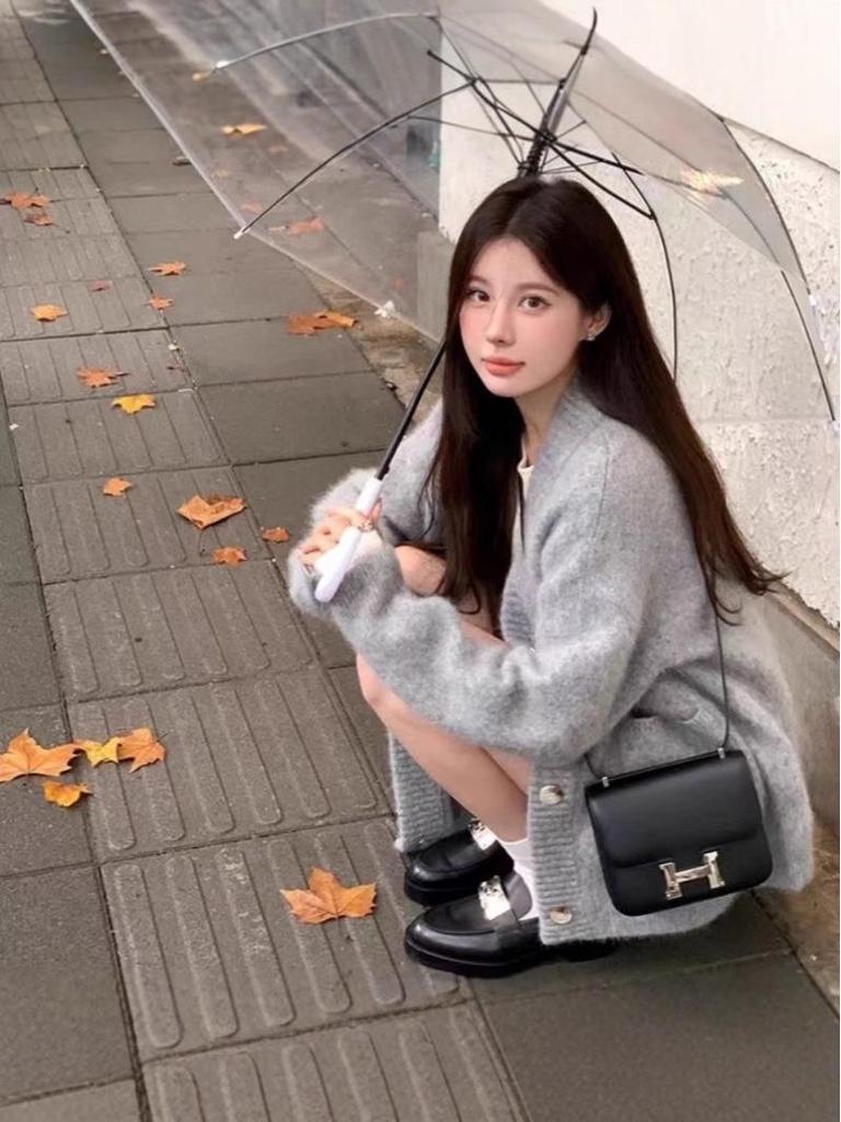 White Alpaca Wool Knit Cardigan: Soft, Fluffy, Loose Fit Sweater for Women - Ideal for Autumn and Winter.