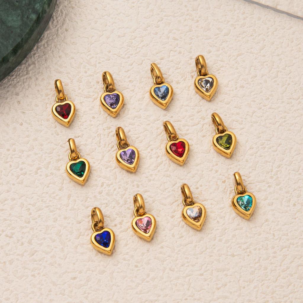Titanium Steel Love Twelve Birthstone Diy Pendant Pendant Letter Name Family Gift Peach Heart Accessories Pendant