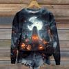Women's Casual Long Sleeve Halloween Print Crewneck Sweatshirt