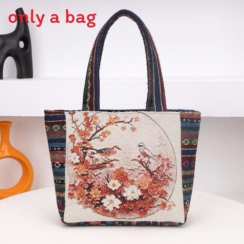 Ethnic Embroidered Handbag For Women With Canvas Material And Zipper Closure For Daily Use