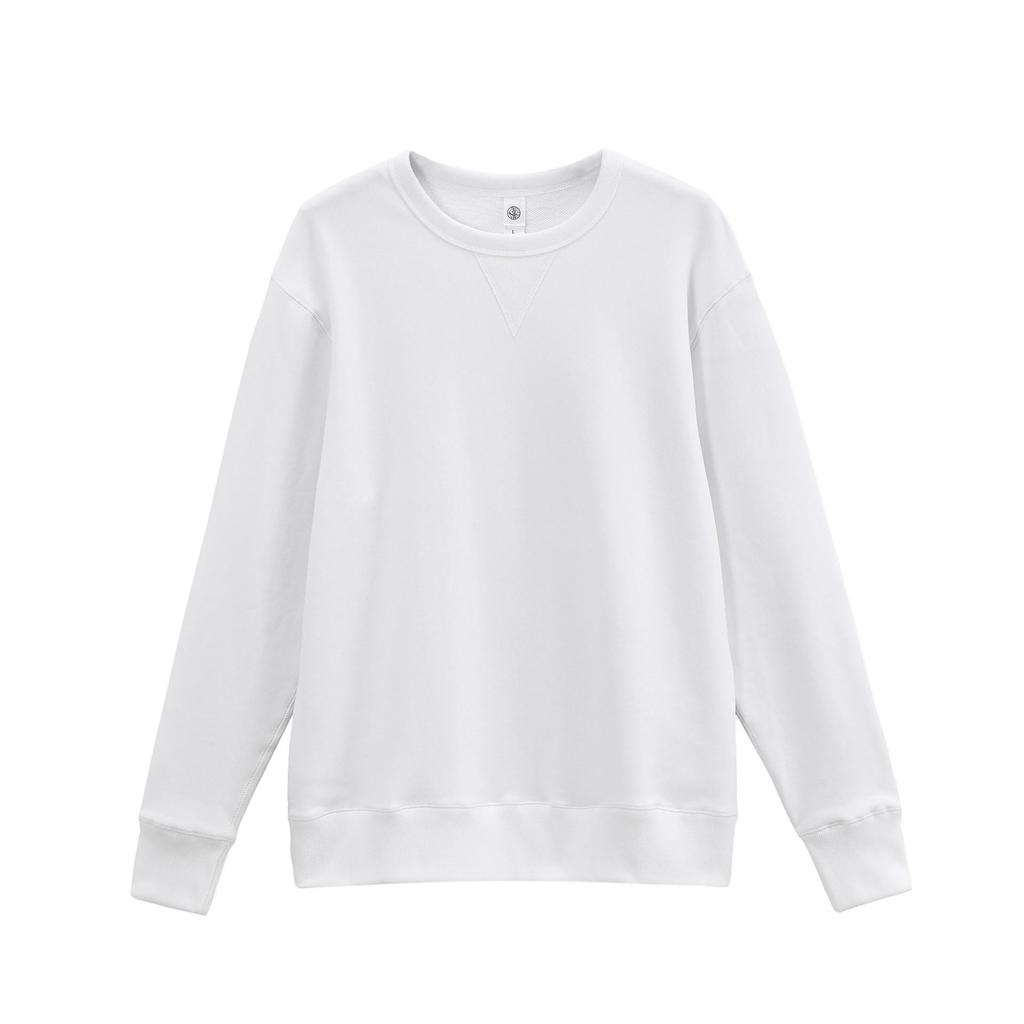 Men's Loose Fit Thick 380g Pure Cotton Sweatshirt - Warm, Solid Color, Hoodless Pullover for Autumn/Winter, Unisex.