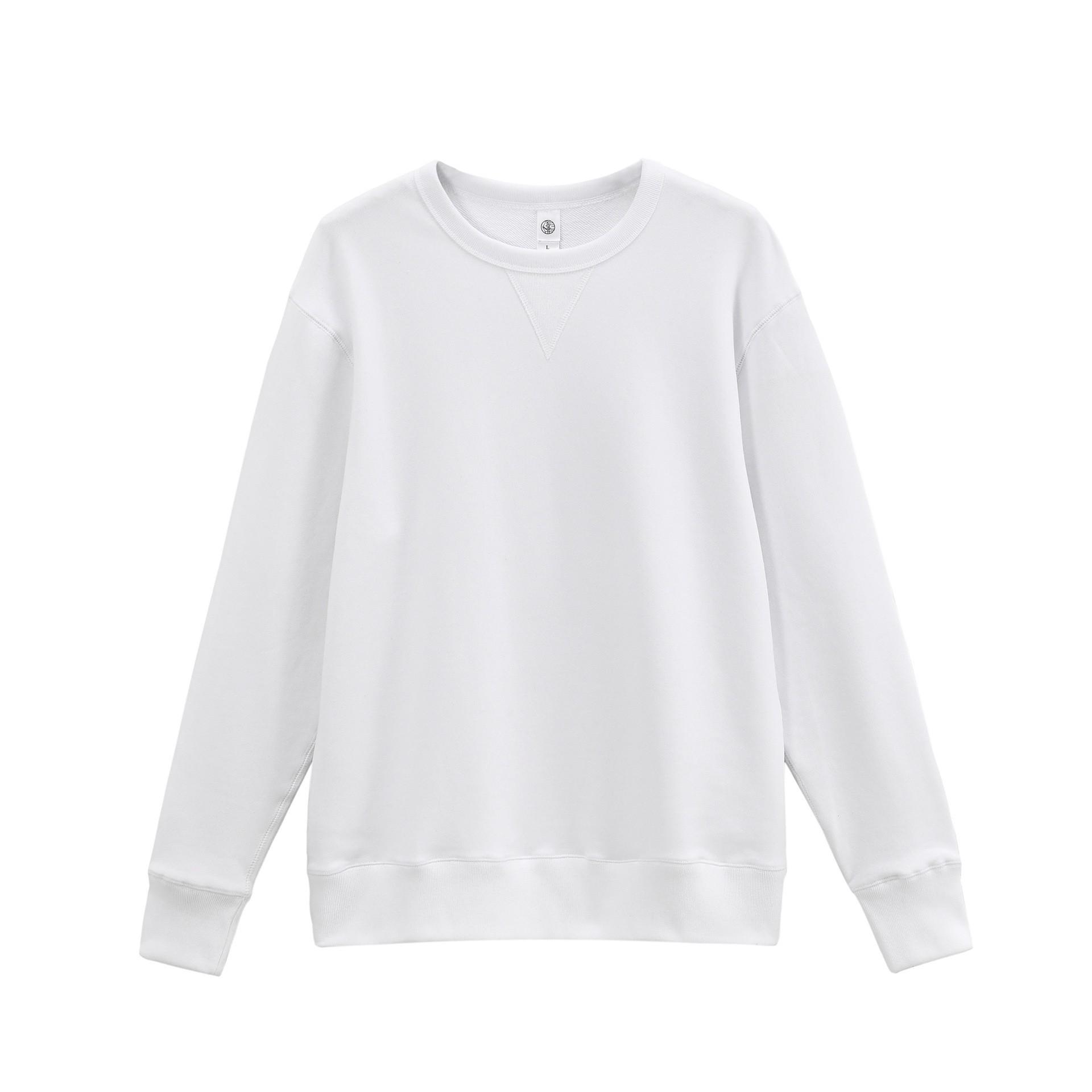 

Men s Loose Fit Thick 380g Pure Cotton Sweatshirt - Warm, Solid Color, Hoodless Pullover for Autumn/Winter, Unisex. XL белый