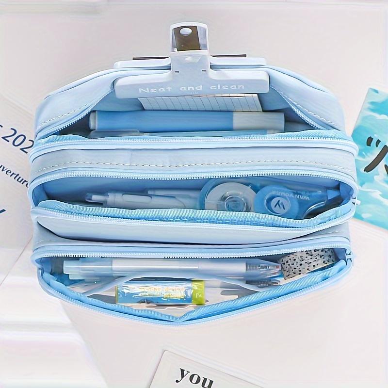 Large Capacity Pencil Case Portable Stationery Storage Bag with Steel Note Pen Holder, Durable Design for School, Office, and Travel