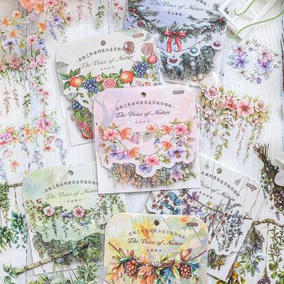 Stimme der Natur Serie: Vintage Landschaft Weißtinte Aufkleberpackung - 30 Blatt, 6 Stile von Pflanzenmotiven für DIY.